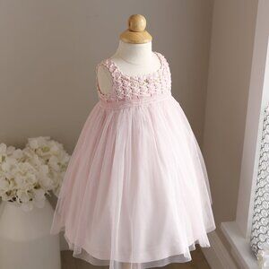 Pink Tulle & Cotton Crochet Boutique Couture Dress Special Occasion